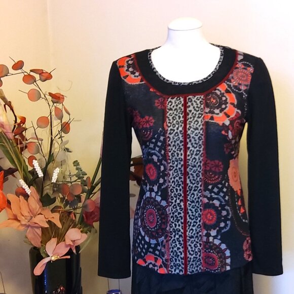 NWOT Zoe Women’s Multi Color Print Lightweight Long Sleeve Knit Cardigan Sweater - Picture 4 of 7